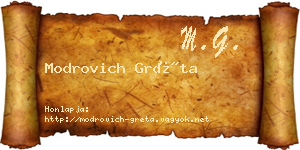 Modrovich Gréta névjegykártya